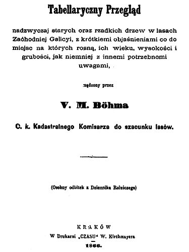 ''Tabellaryczny przegld nadzwyczaj starych oraz rzadkich drzew...'' z 1886 r.