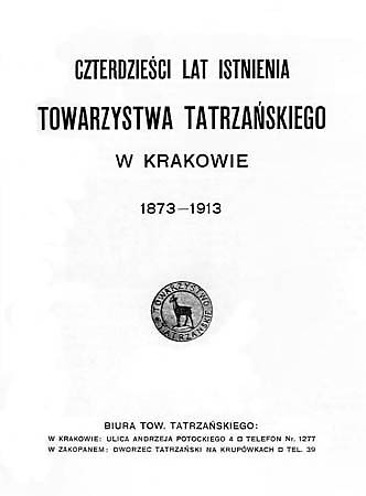 Publikacja z okazji 40-lecia Towarzystwa Tatrzaskiego