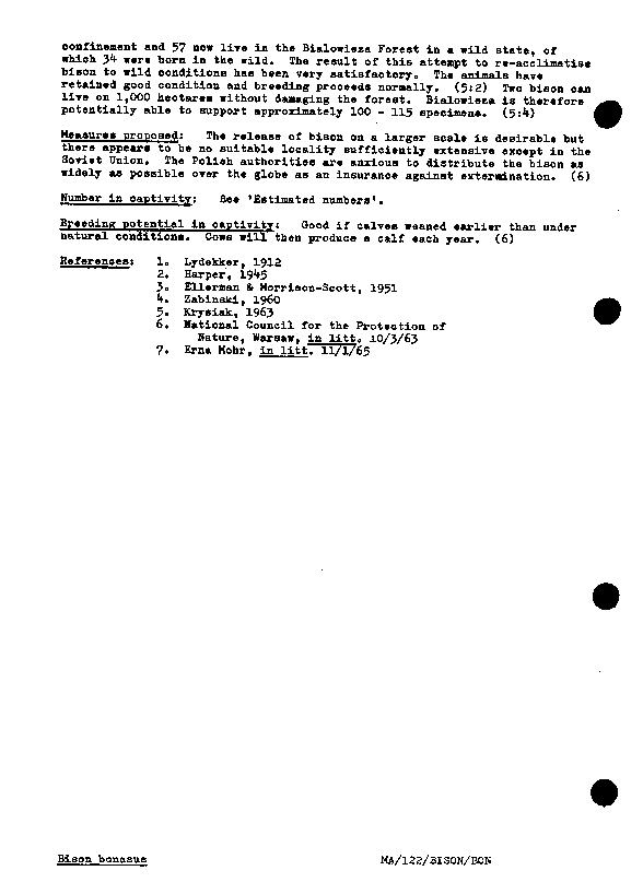 Karta ubra w pierwszej ''czerwonej ksidze'' IUCN z 1966 r. - strona II